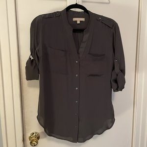 Banana Republic Grey Button Down Roll Up Sleeve
